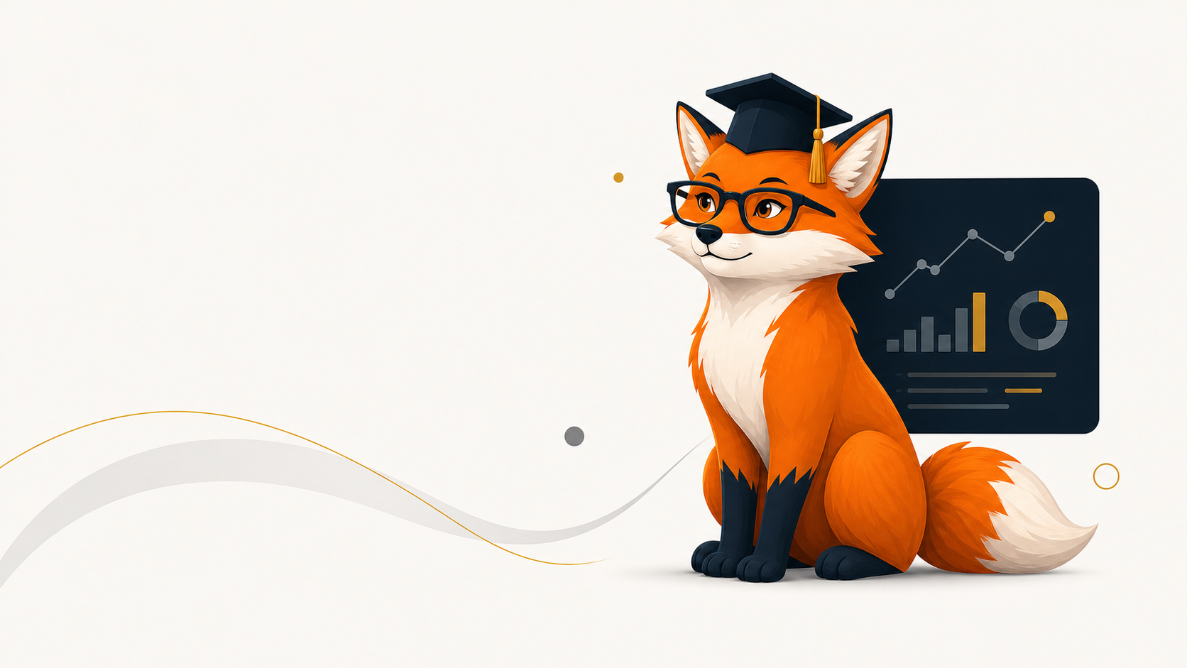 OutFoxed AI fox mascot beside an analytics board